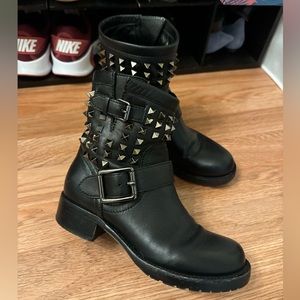 Valentino Rockstud Black Biker Moto Boots
